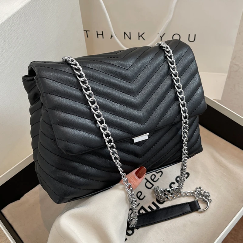 Marca de Luxo Bolsa do Telefone Bolsas Femininas Feminino Ombro Crossbody Corrente Couro Preto Elegante Pequena Aleta Móvel 2022