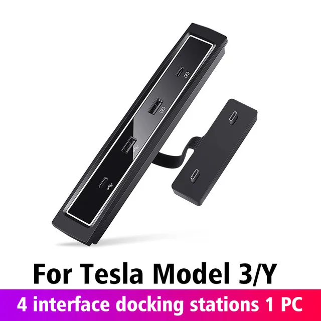 

27W Quick Charger Intelligent Docking Station USB Shunt Hub Decoration Interior Refit Accessories For Tesla 2021 Model 3 Model Y
