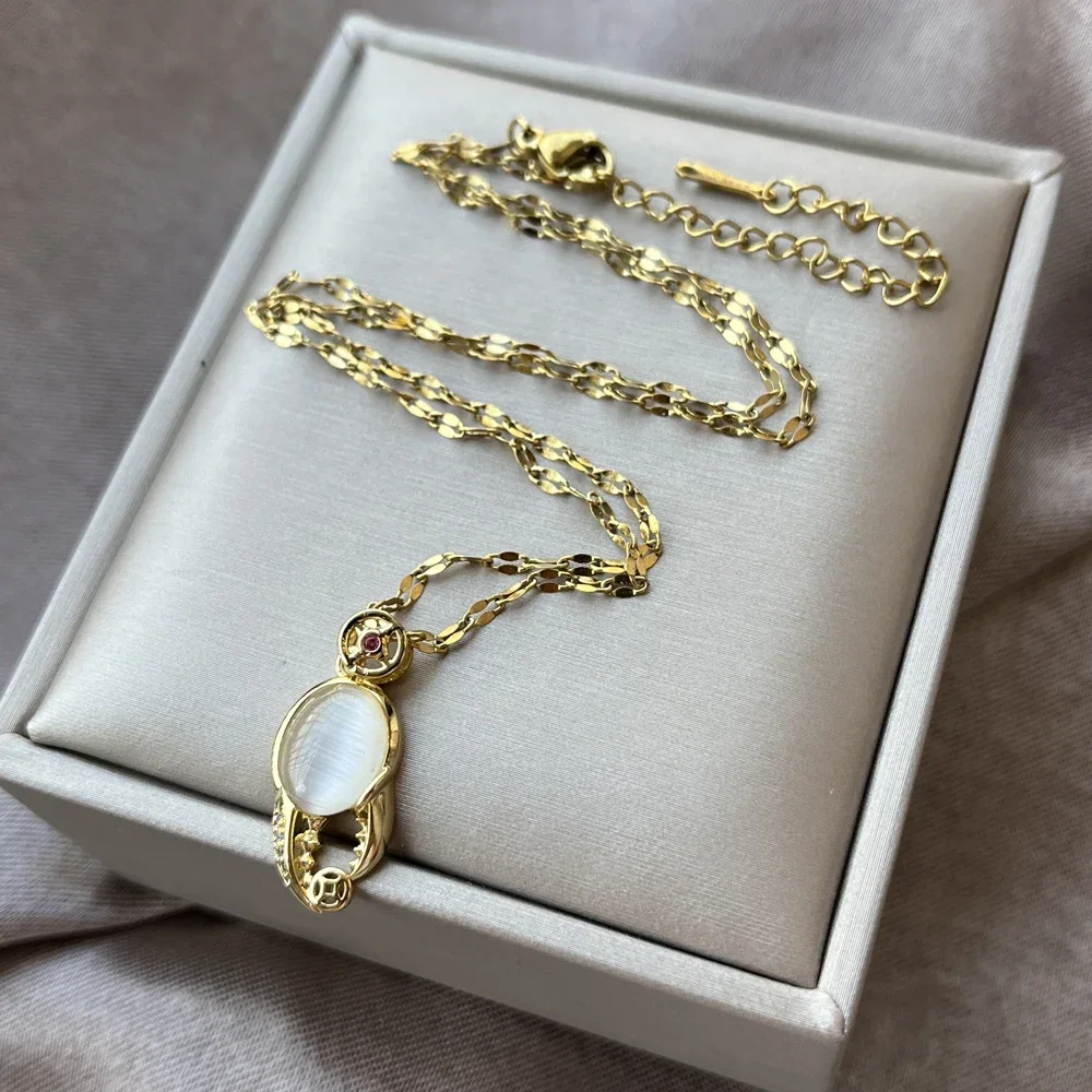 Позолоченный Опал Кристалл Готический Краб Коготь Орла Кулон Ожерелье Женское