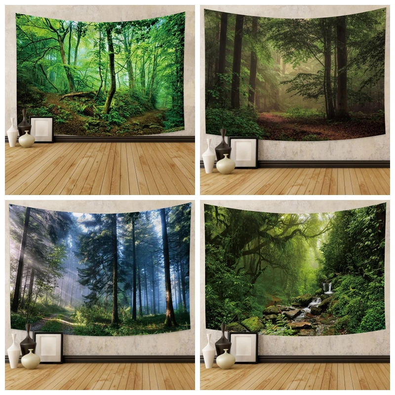 Nature Landscape Tapestry Beautiful Tropical Forest Wall Hanging Hippie Bedroom Living Room College Dorm Home Decorations