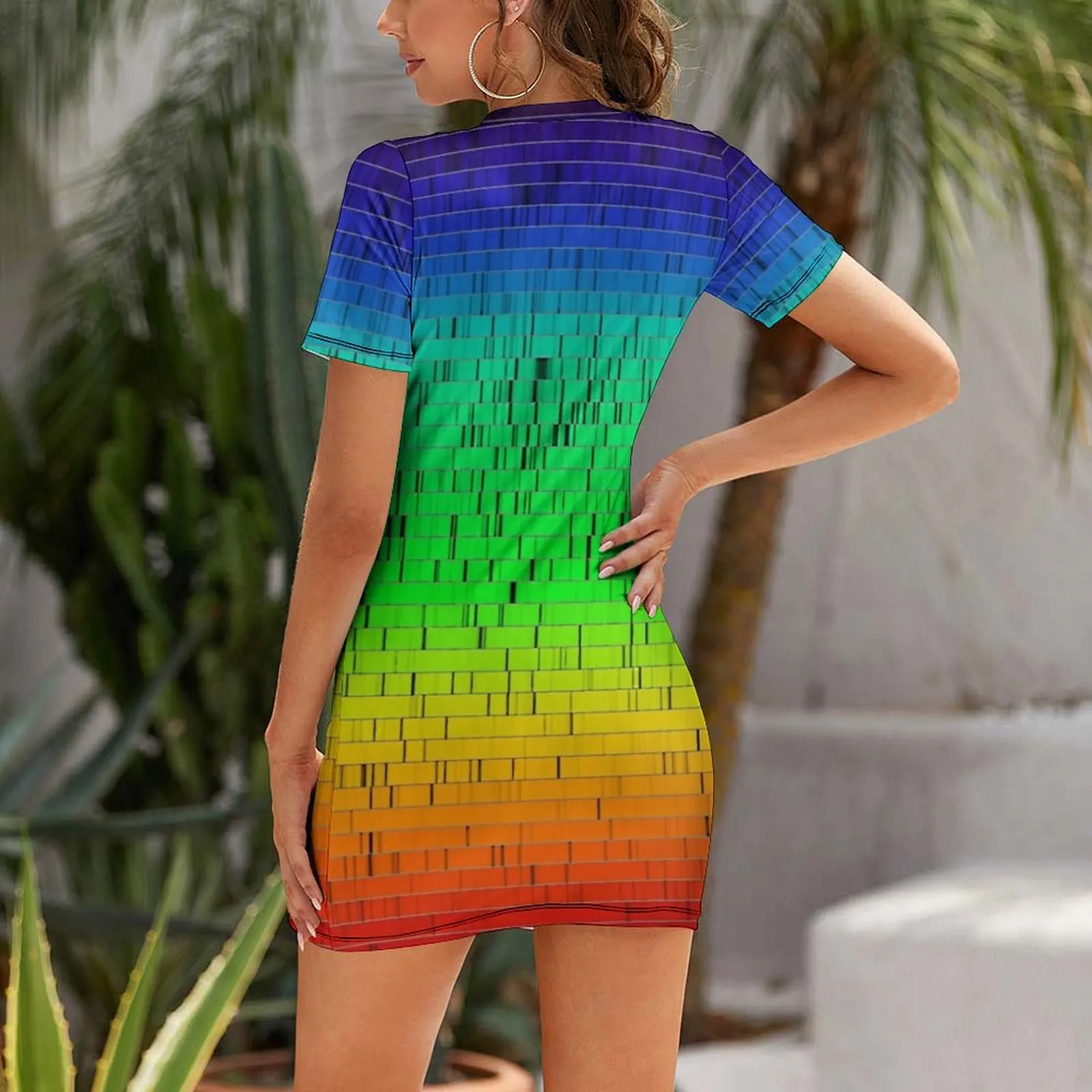 Солнечное спектра видимое легкое платье с короткими рукавами элегантные женские