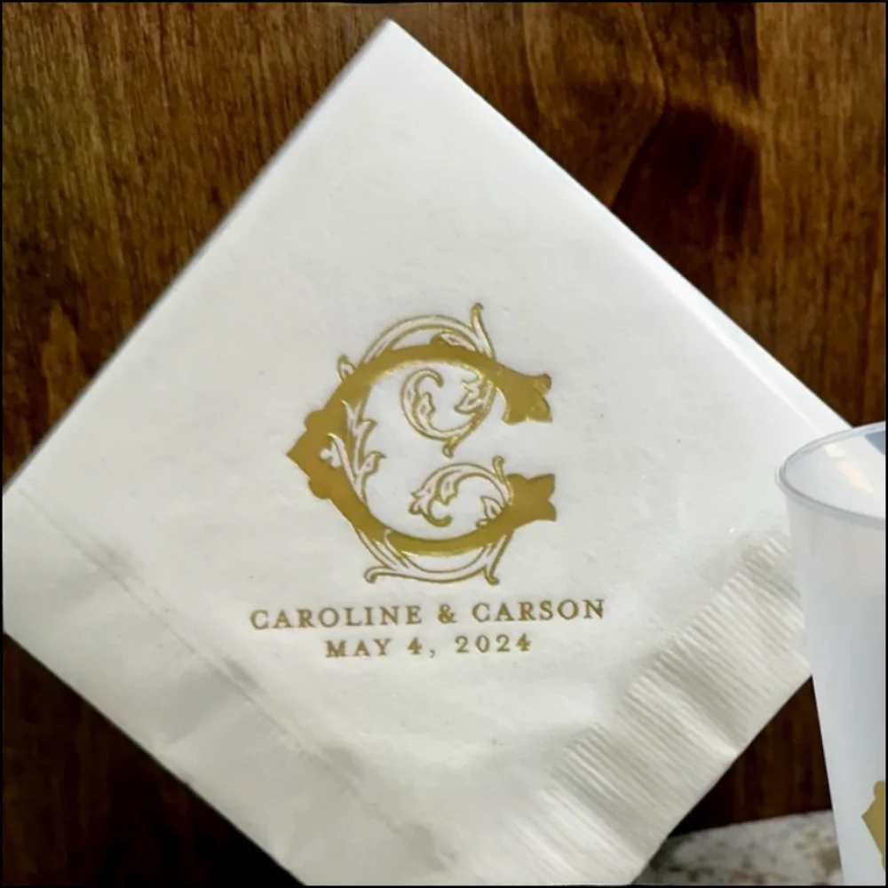 50 шт. свадебные коктейльные салфетки с монограммой