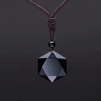 fashion black obsidian pendant necklace obsidian star pendant lucky love crystal choker jewelry