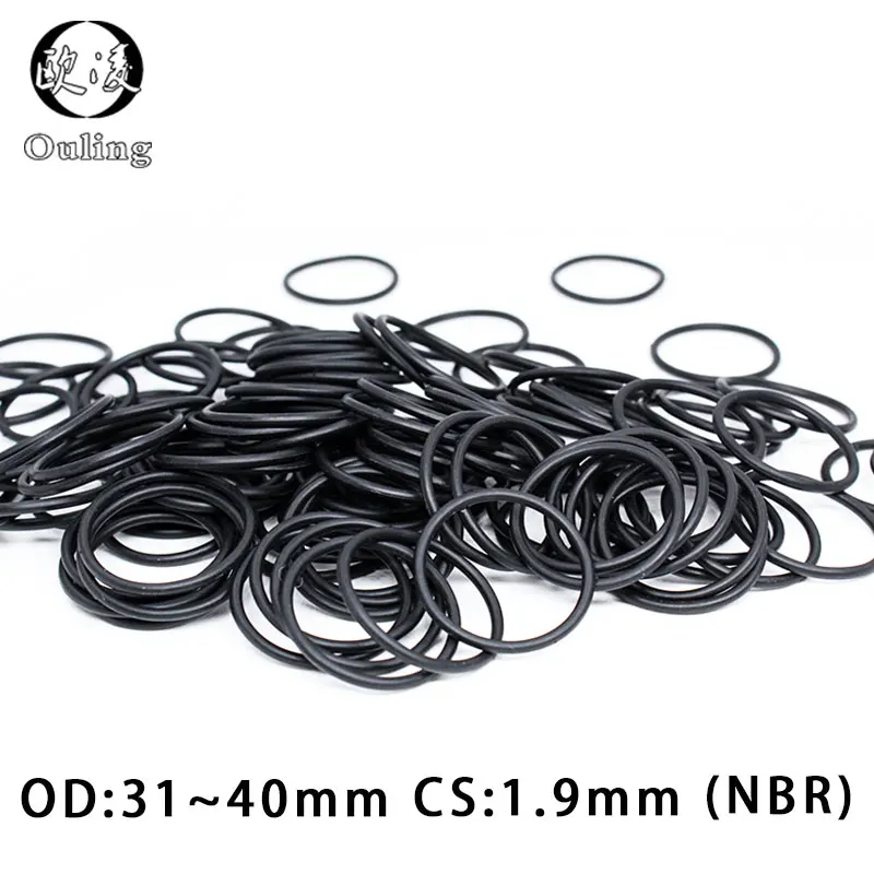 

20PCS/lot Rubber Ring Black NBR Sealing O-Ring 1.9mm Thickness OD31/32/33/34/35/36/37/38/39/40mm Seal Gasket Oil ORings Washer