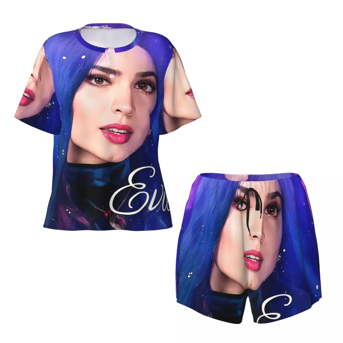 Индивидуальный синий пижамный комплект принцессы Evie женская одежда для сна из 2