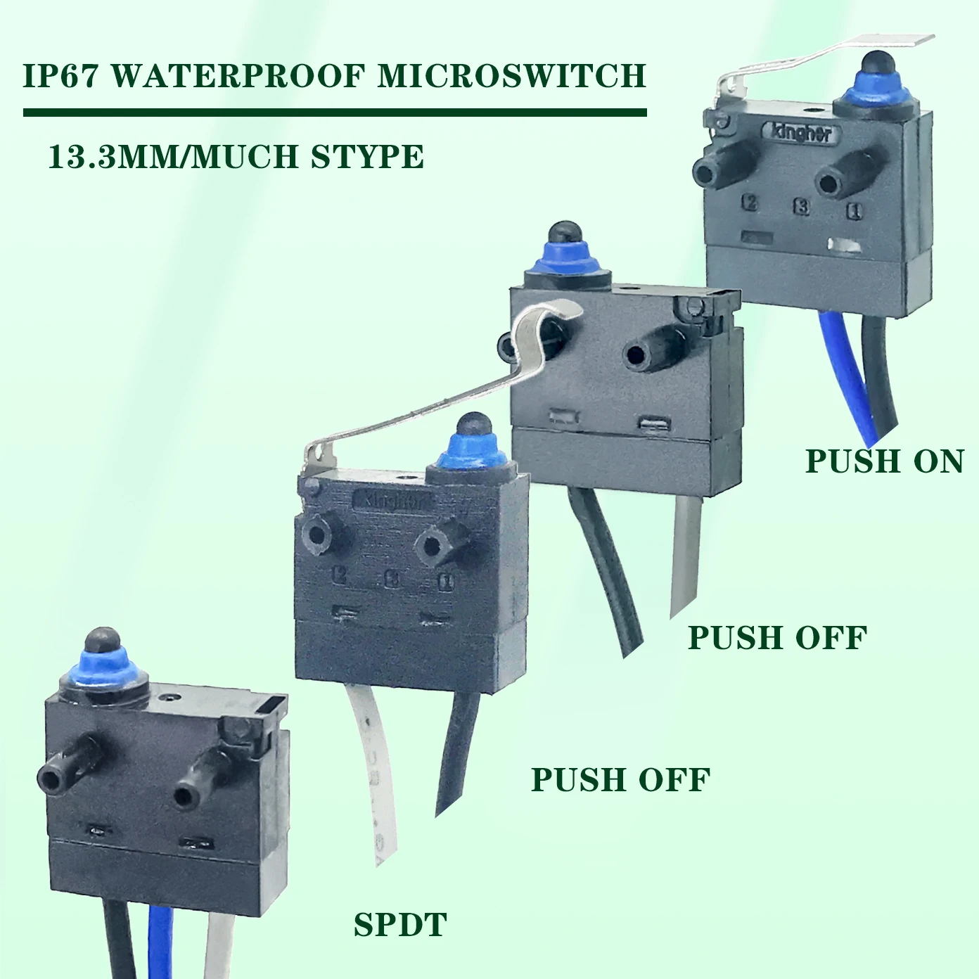 Микро-переключатель, водонепроницаемый, IP67, 13,3 мм