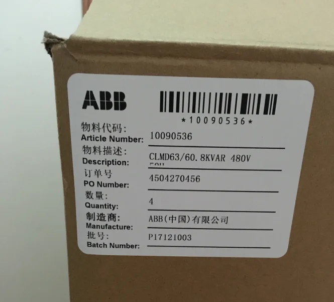 Оригинальный подлинный ABB конденсатор CLMD53/40 Квар 400 В 50 Гц 65100012