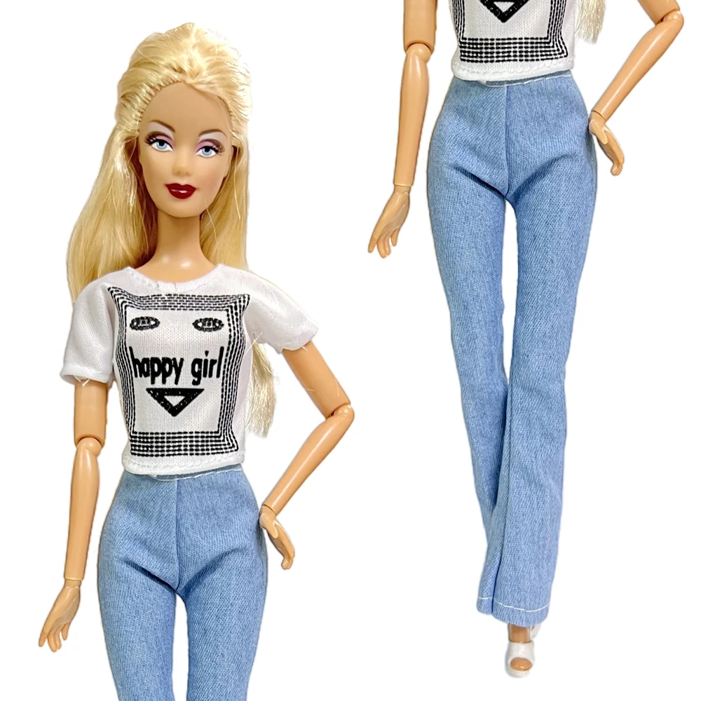 

NK Official 1 Set Suit for children's changing doll casual shirt for happy girls imitation jeans For Barbie Doll 1/6 Accessories