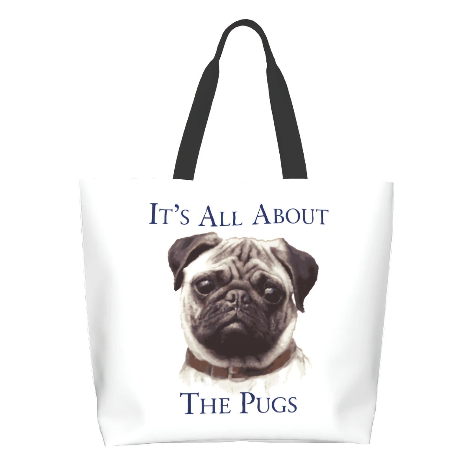 

Pugs Extra Large Grocery Bag It Is All About The Pugs Reusable Tote Bag Shopping Travel Storage Tote Lightweight Shoulder Bag