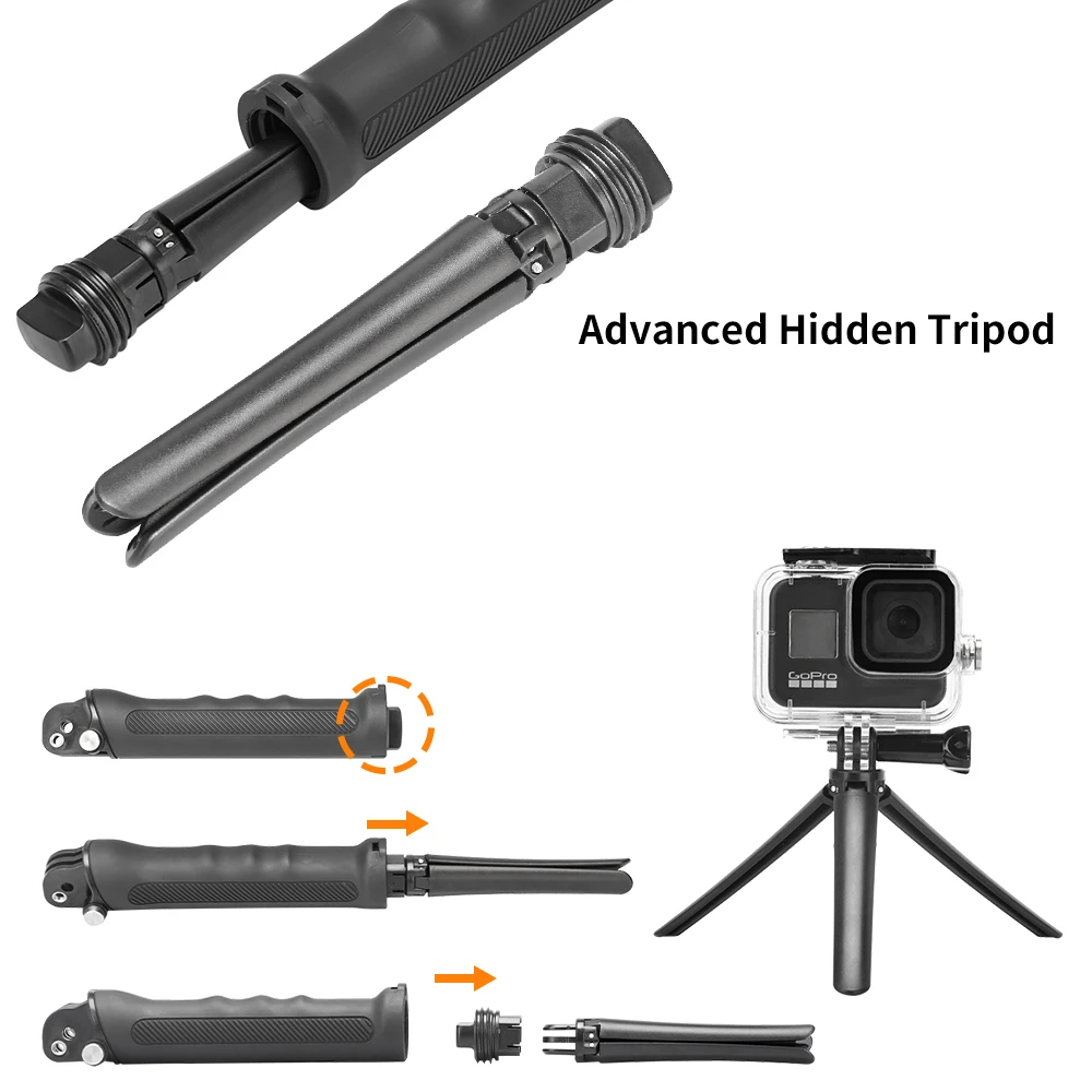 HONGDAK 3 Way Grip Waterproof Monopod Selfie Stick Tripod Stand For GoPro Hero 10 9 8 7 5 4 Yi SJCAM EKEN DJI аксессуары - купить