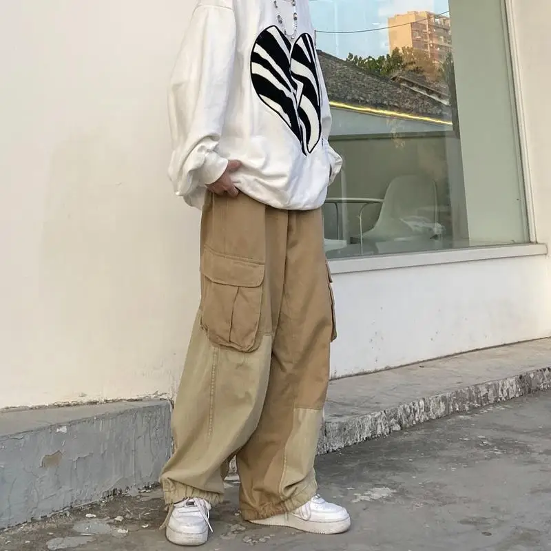 

Baggy Black Cargo Pants for Men Khaki Cargo Trousers Male Vintage Loose Casual Autumn Japanese Streetwear Hip Hop Retro