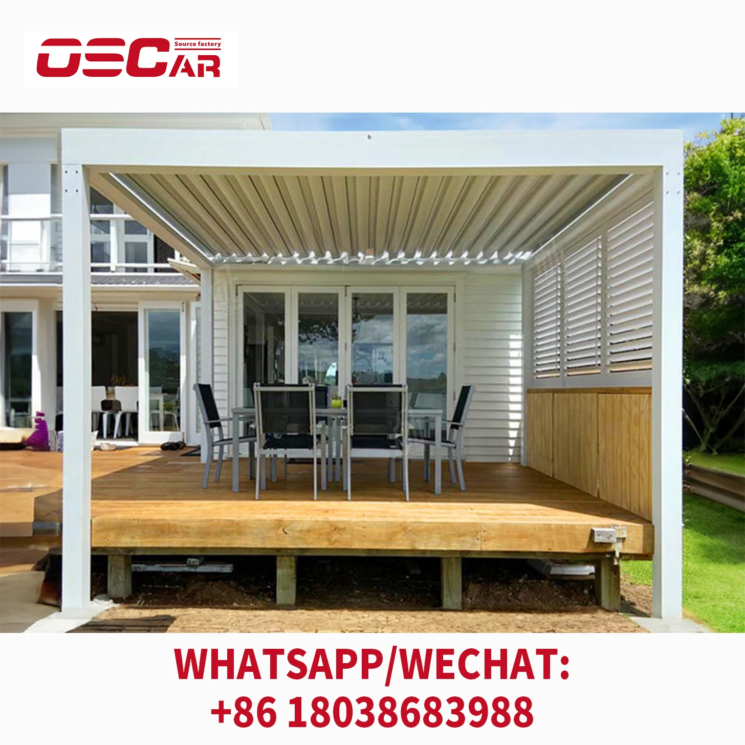 Складная беседка для установки на крыше внутреннего дворика из