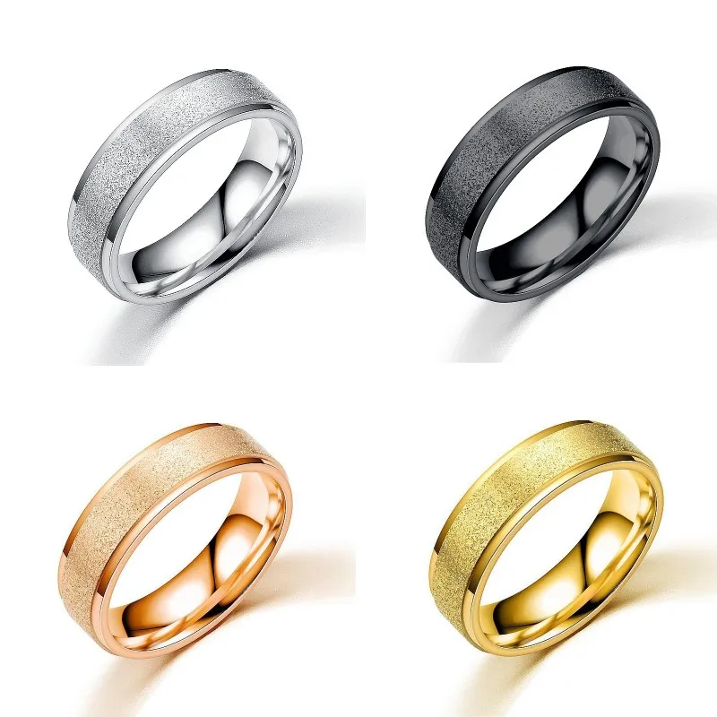 

6mm Woman Rings For Men Jewelry Fashion Unisex Engagement Wedding Bands Frosted Classic Accessories Valentine's Day Gifts