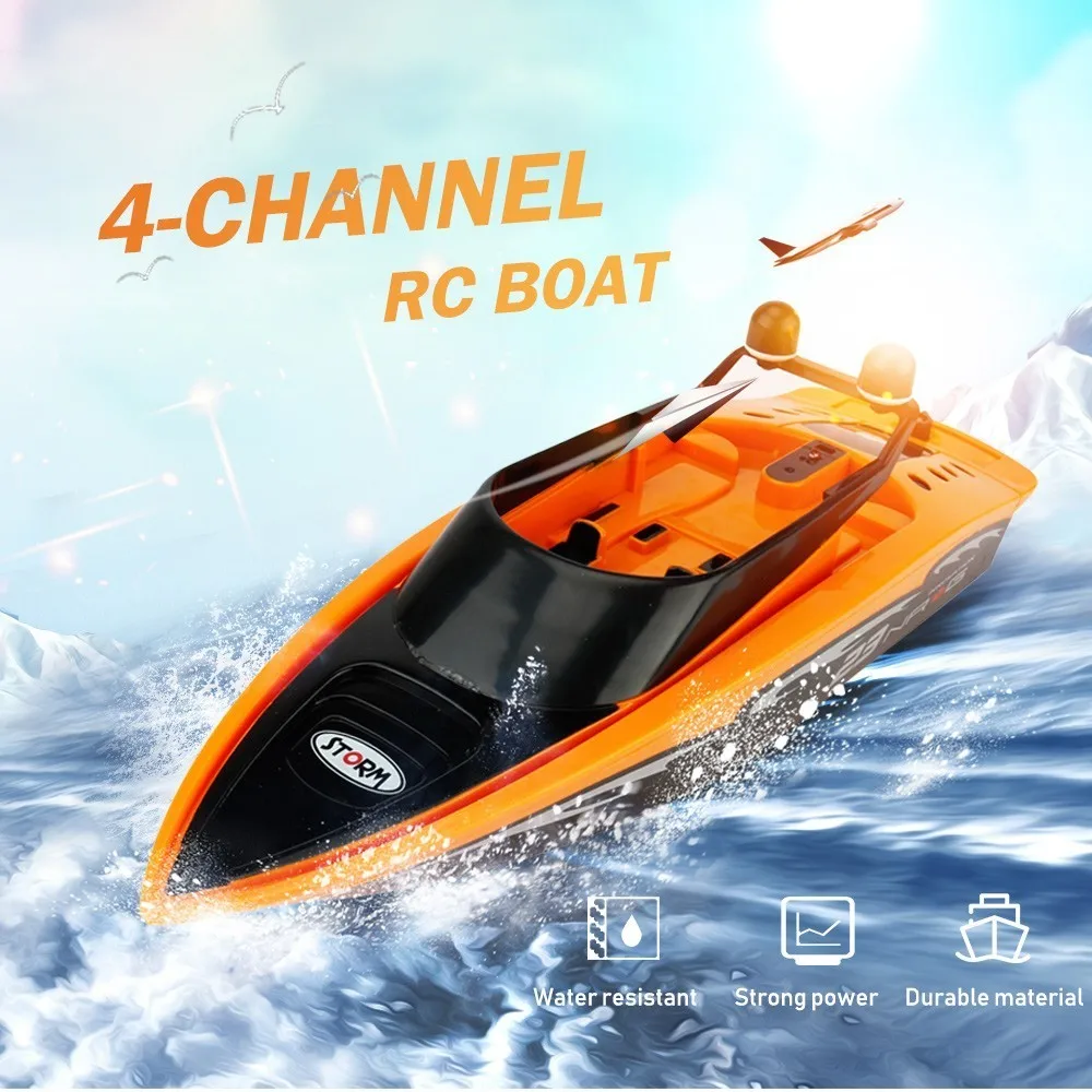 

High Speed RC Boat Toy 2.4G 4 Channel Racing Submarine Remote Control PVC Boats Motor Rowing For Children Toys Kids Gift