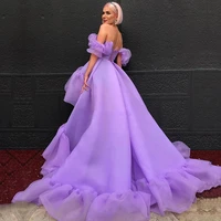 eightale 2022 high low prom dress arabic lavender ruffles off the shoulder organza evening gown girl party dress for graduation