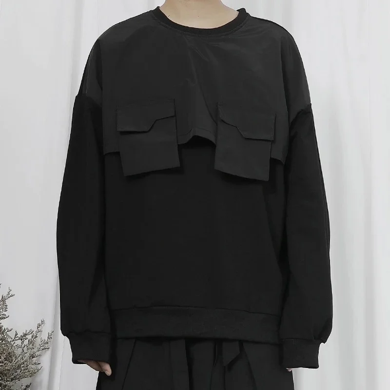 

Мужской повседневный большой свободный пуловер с карманами и вырезом лодочкой