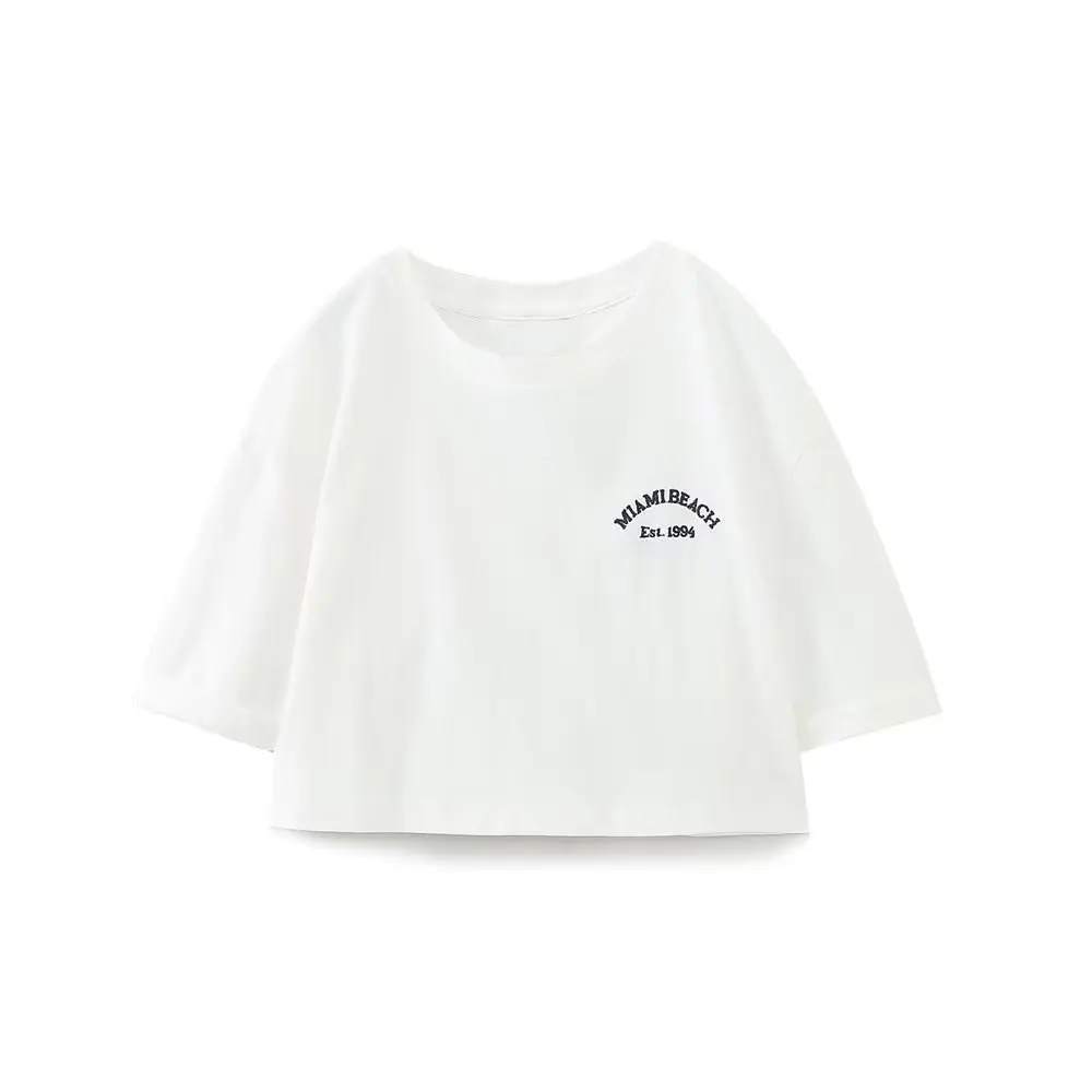 

2023 Summer Short Sleeve T Shirts Women Cotton Solid T-shir Printword Short Version Top Tee Female Casual Loose T Shirt