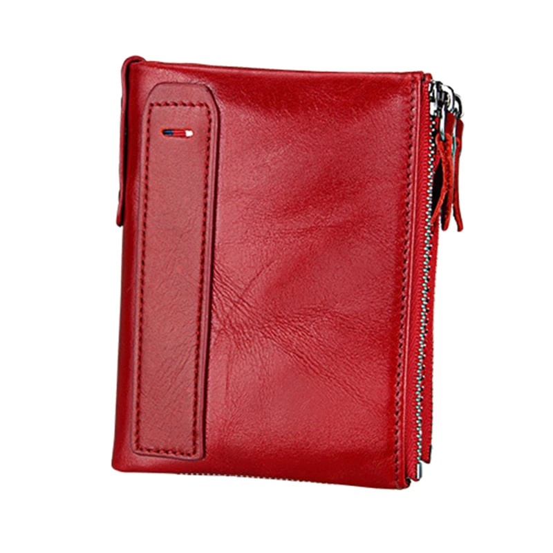

PU Leather Men Wallets Double Zipper Short Purses Card Holder Coin Pocket Vintage High Quality Exqusite Male Wallets