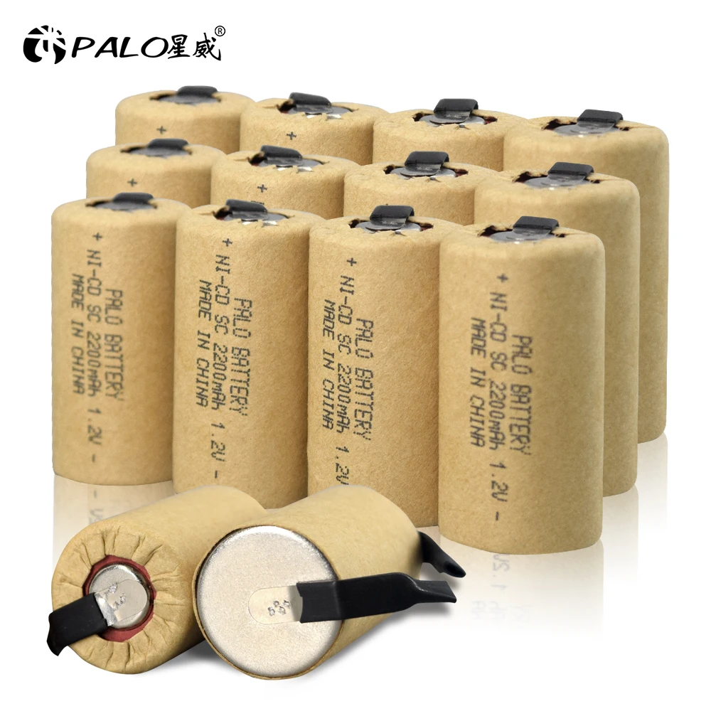 2-12 шт 2200mAh SC 1 2 V аккумуляторная батарея Sub C NI-CD с заварочными вкладками для