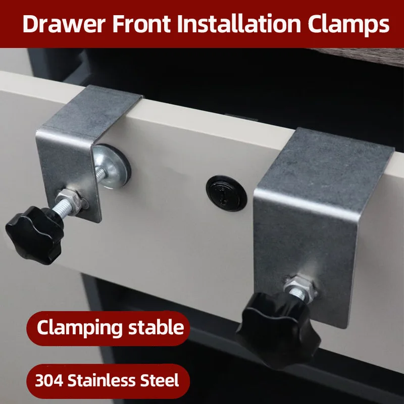 

2PCS Stainless Steel Drawer Front Installation Clamps Woodworking Jig Cabinet Tool Fixing Clip Adjustable Drawer Panel Clip Tool