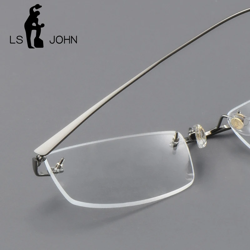 Kwadratowe oprawki do okularów bez oprawek Mężczyźni Tytanowe ultralekkie luksusowe okulary korekcyjne z krótkowzrocznością Kobiety