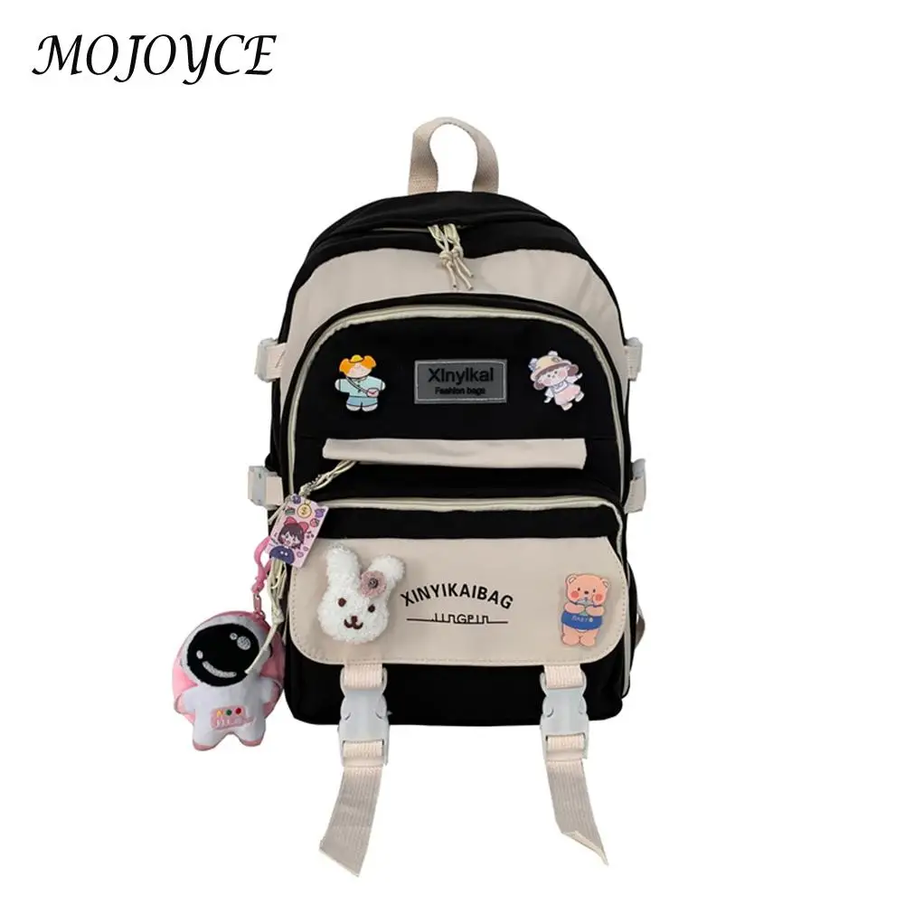 

Preppy Style Backpacks Kids School Bag Large Capacity Women Contrast Color Design Canvas Travel Shopping Patchwork Knapsacks