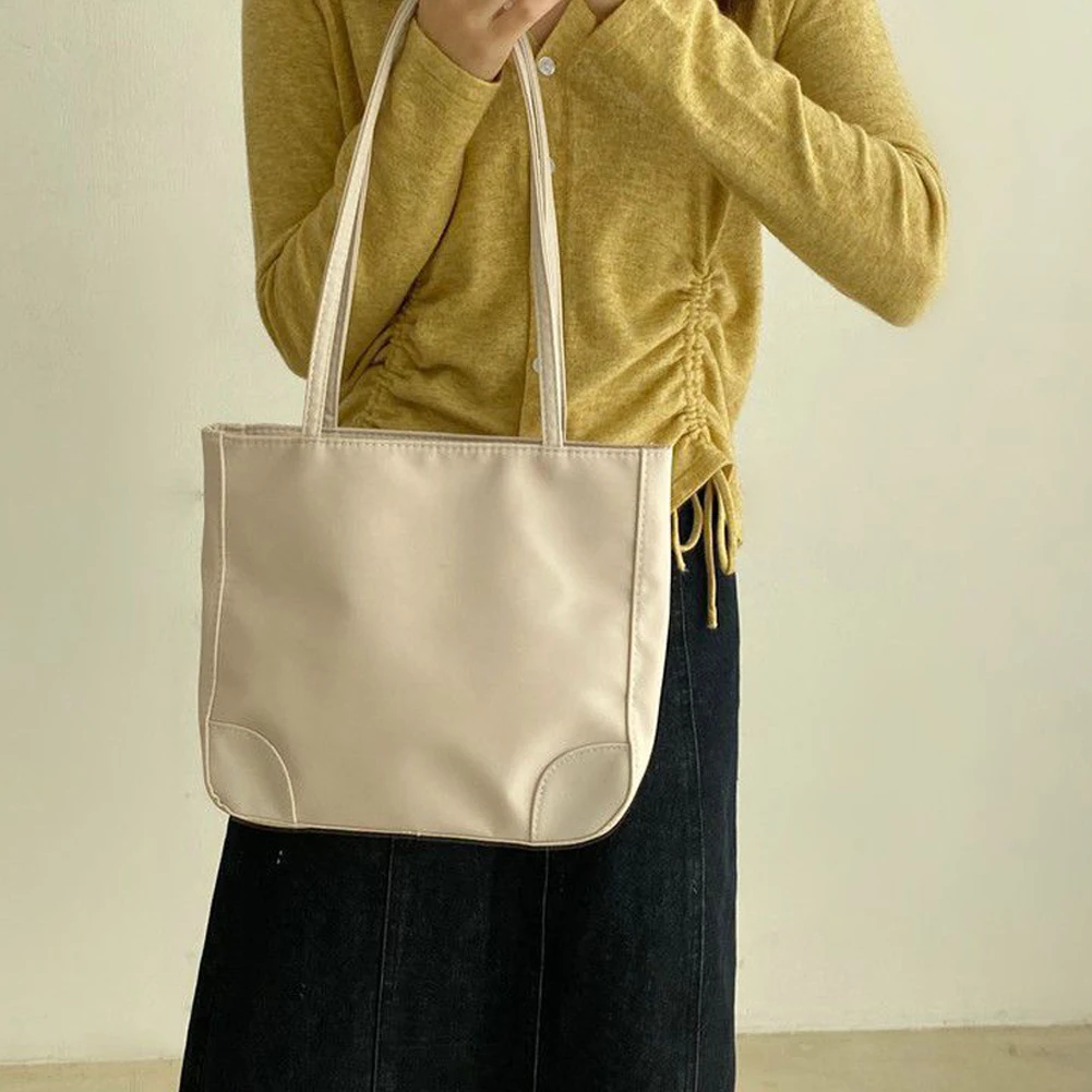 

Fashion Women Tote Bag Waterproof Ladies Handbags Large Capacity Top-handle Bag Nylon Shopping Bags Solid Color Commute Bag