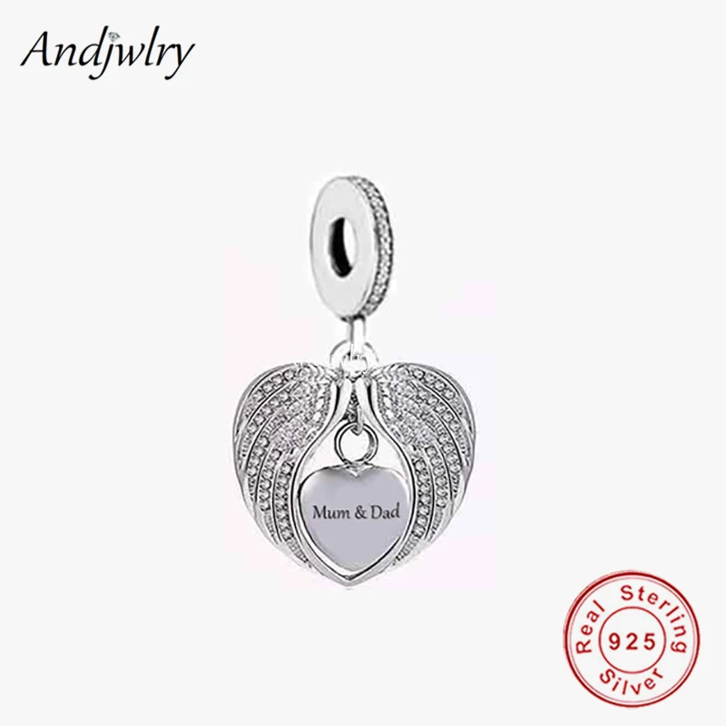 

Fit Bracelet Charms Silver 925 Original Double Angel Wings Mum&Dad Bead Bracelet&Bangle Jewelry Berloque