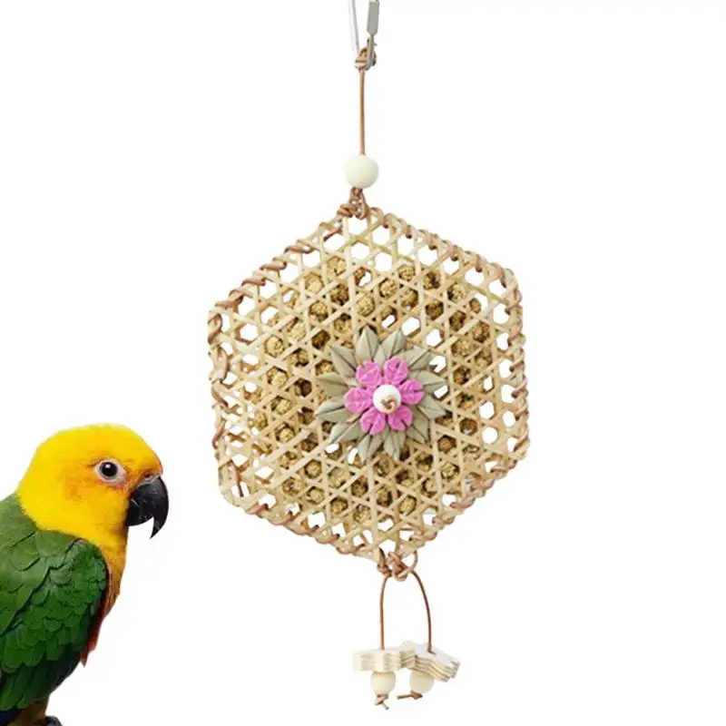 

Parrot Toy Parakeet Chewing Toys Natural Woven Cage Accessories For Parrots Budgies Conures Parakeets Cockatiels Foraging