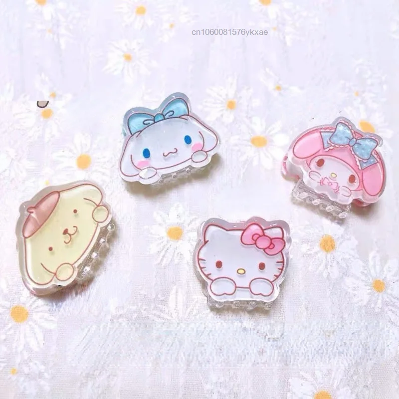 

4pcs/set Sanrio Hello Kitty Melody Crystal Mini Hair Clip Claw Cute Hair Clips Hairpin Clamp Ladies Headwear Hair Styling Tools