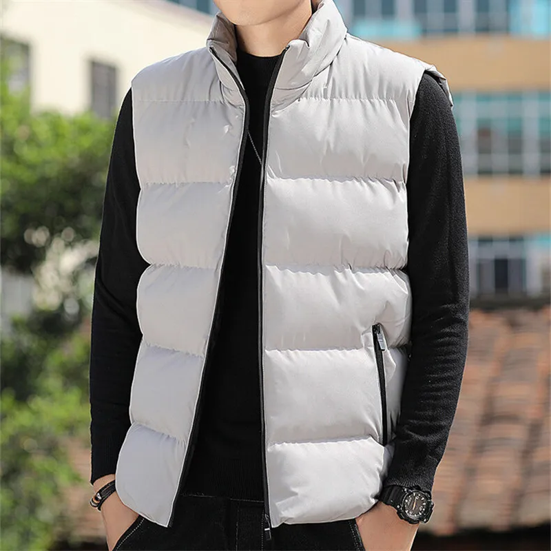 

Sleeveless Vest Men Winter Fashion Men Jacket Vest Thicken Warm Coats Men Winter Vest Zipper Waistcoats With Pockets