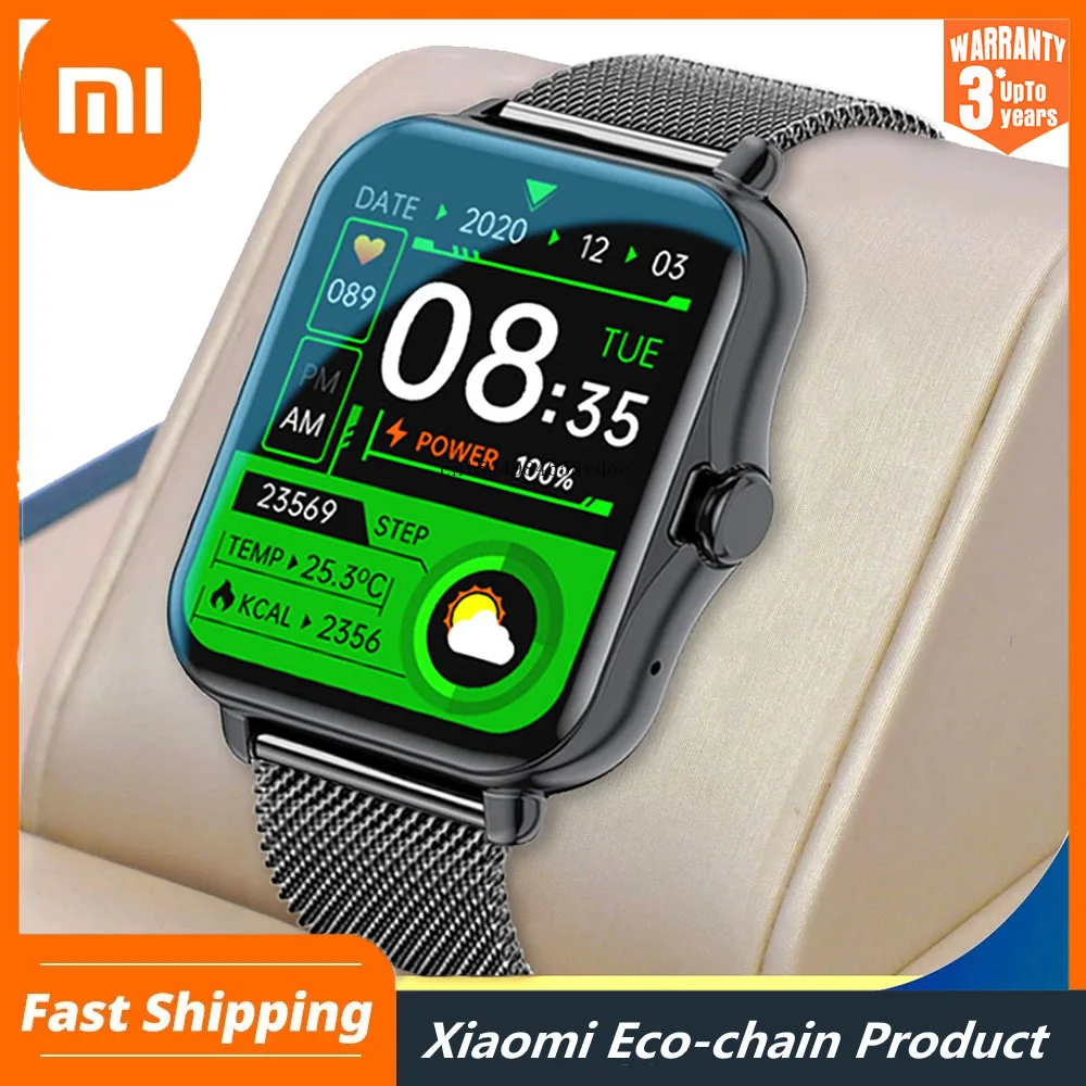 

Смарт-часы Xiaomi, мужские и женские Смарт-часы, ЭКГ, фитнес-трекер, водонепроницаемый, 1,69 дюйма, сенсорный экран, Bluetooth, звонки для Android IOS