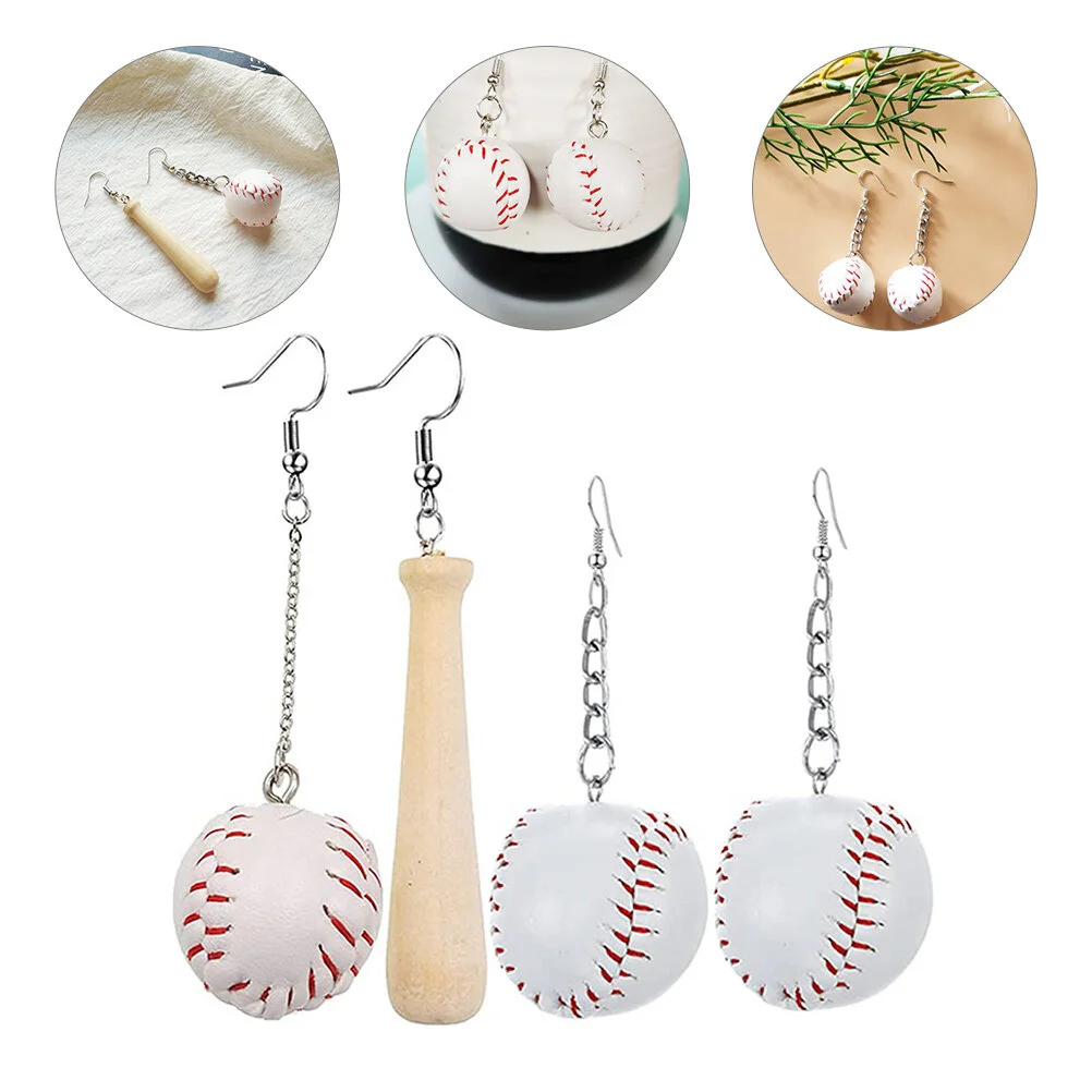 

2 Pairs Piercings Jewelry Gift Earrings Women Funny Dangler Korean Version Alloy Baseball Drop Woman