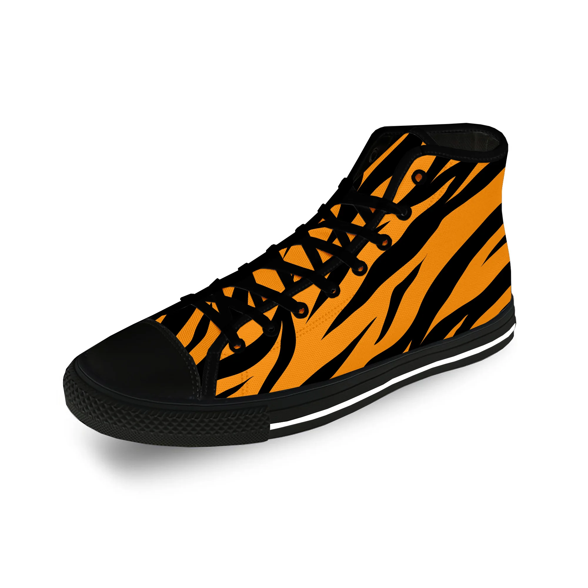 

3D Tiger Stripe Pattern Hot Funny Casual Cloth Fashion 3D Print High Top Canvas Shoes Men Women Lightweight Breathable Sneakers