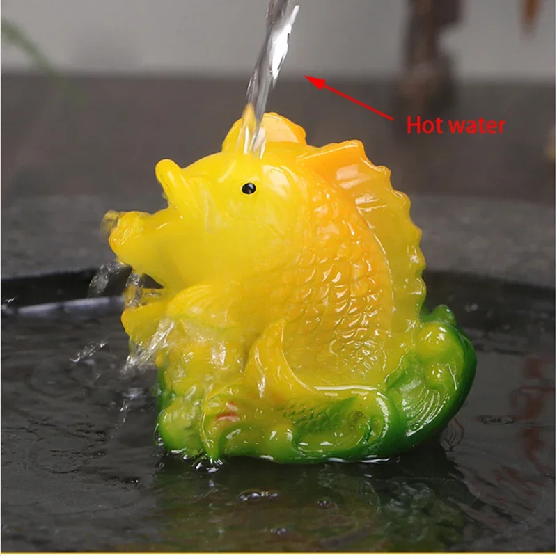 Креативная Красивая Статуэтка золотой рыбки из смолы аксессуары для чая