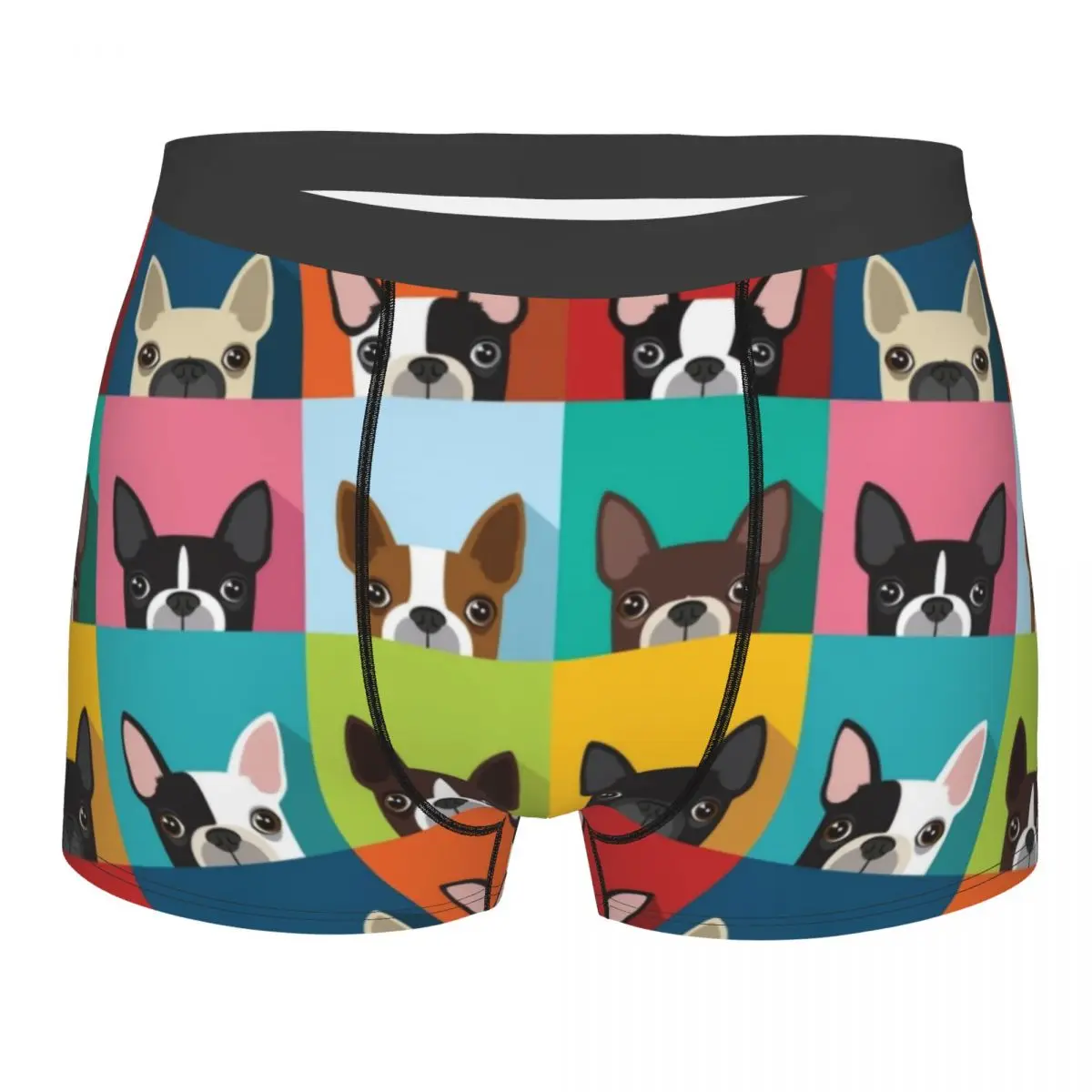 

Custom Boston Terrier Pop Art Pattern Underwear Men Stretch Cartoon Dog Pattern Boxer Briefs