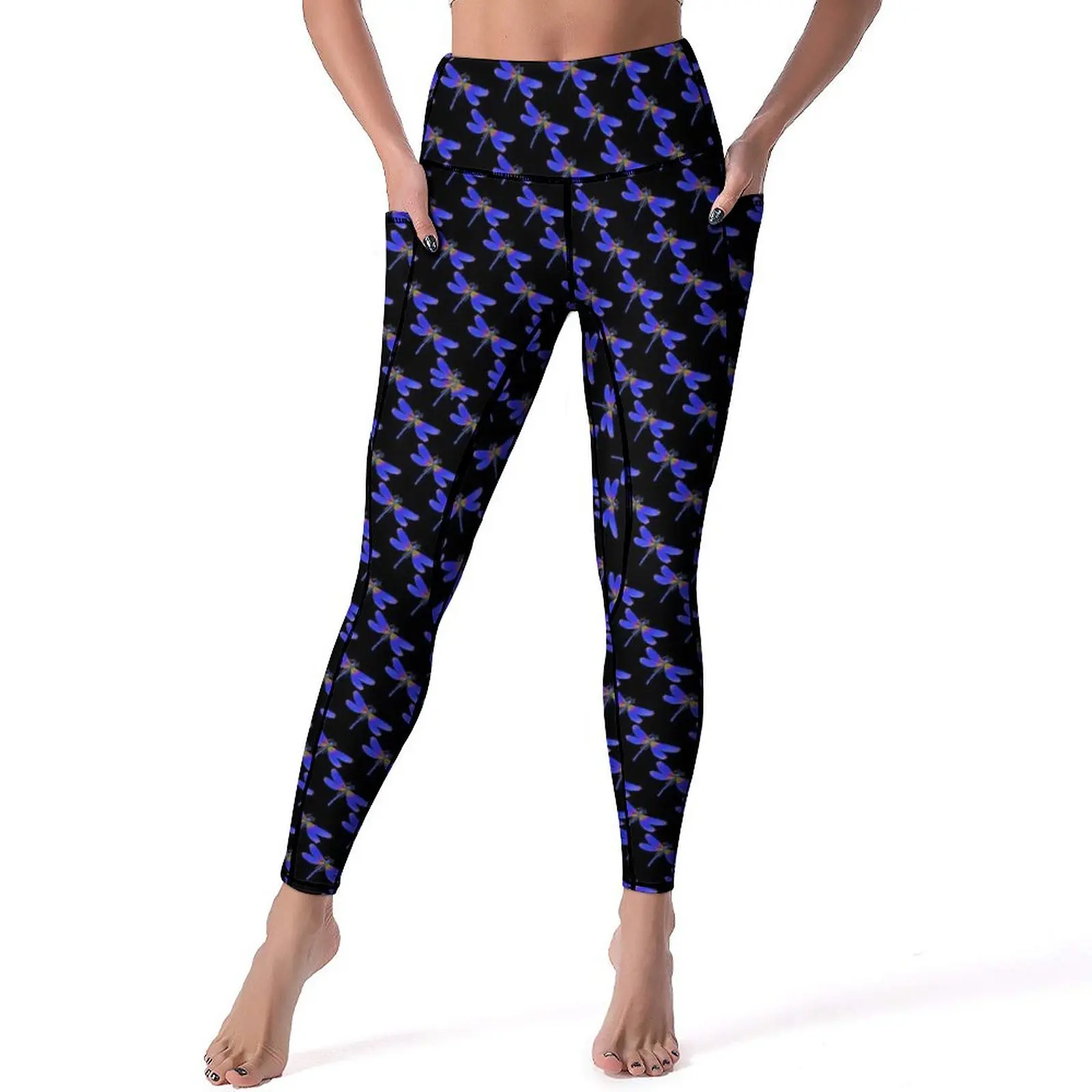 

Blue Dragonfly Leggings Cute Animal Print Workout Gym Yoga Pants High Waist Funny Leggins Stretchy Custom Sport Legging XL XXL