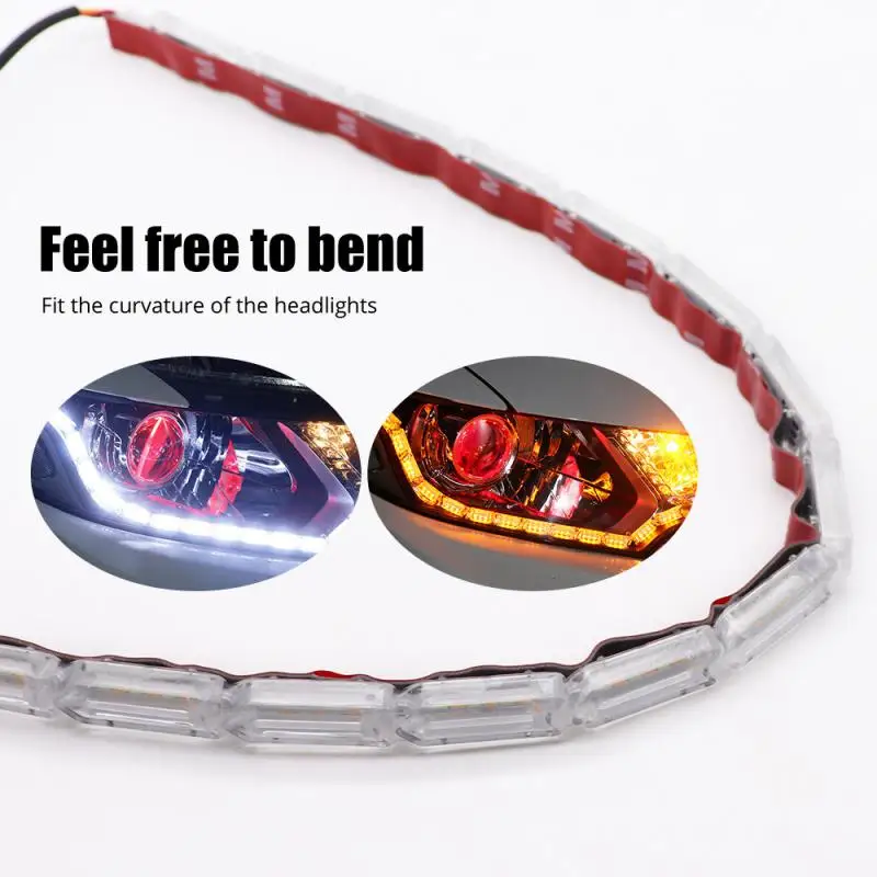 

Flowing DRL LED Daytime Running Light Sequential Flexible LED Strip DRL Turn Signal Lamp for Car Driving Light 12V