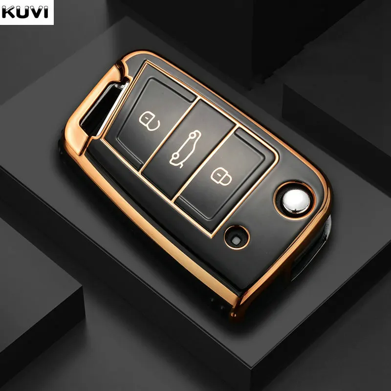 

TPU Car Remote Key Case Cover Shell For VW Volkswagen Golf 7 MK7 Tiguan MK2 For SEAT Ateca Leon FR 2 Ibiza For Skoda Octavia A7
