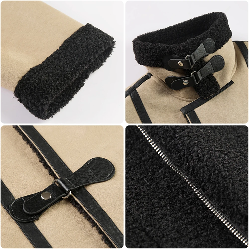 MOLAN Lambs Wool Woman Overcoat Plus Loose Patchwork Casual Parks Warm Stylish Winter Coat Jacket Button-Up Female Chic Outwear