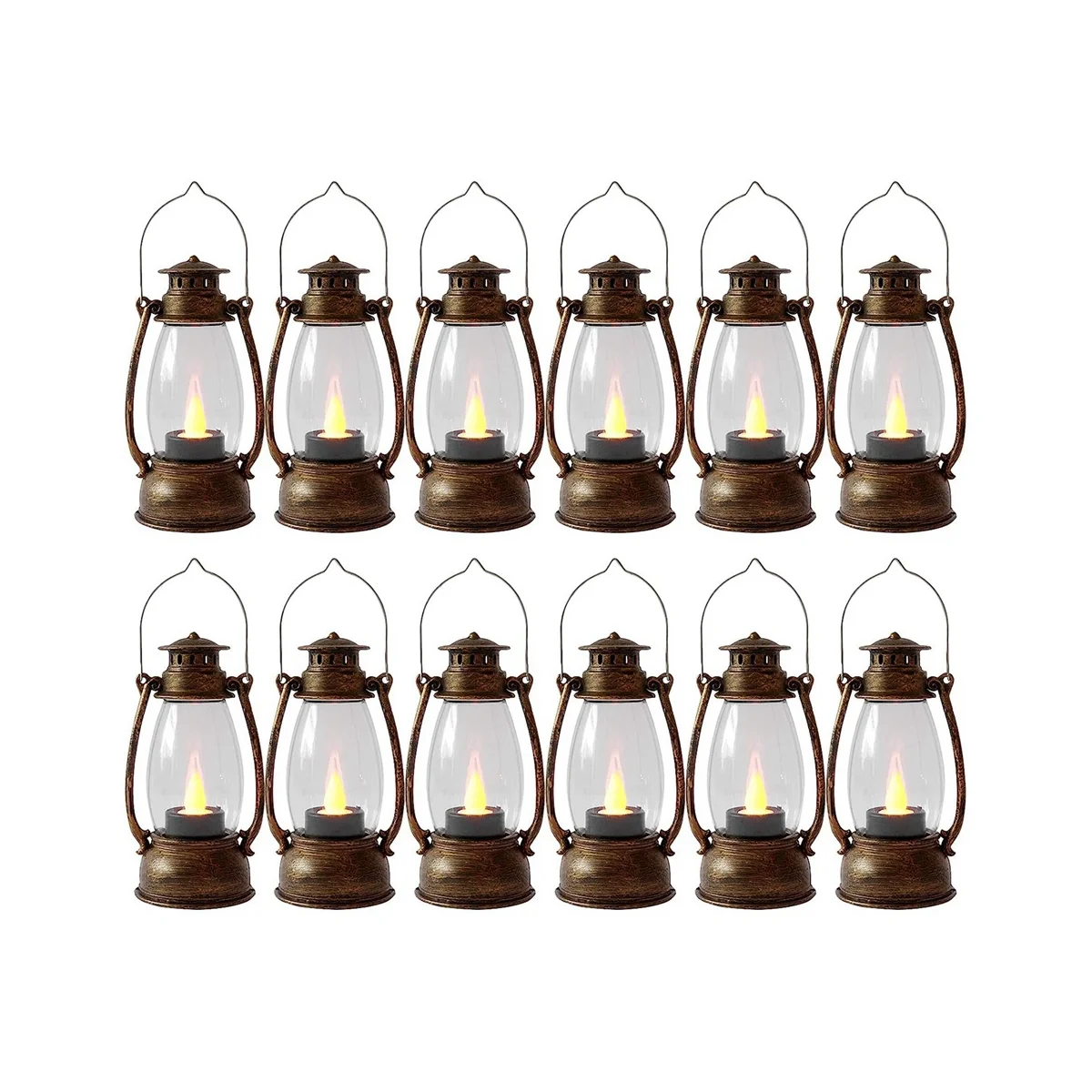 

Vintag Candle Lanterns for Indoors 12Pcs Mini Lantern with Flicker Candles Small Hanging Lanterns for Home Decor Copper