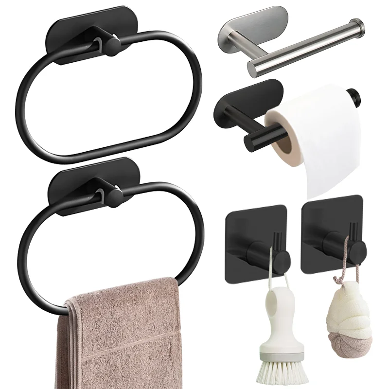 

Wall Mount Toilet Towel Paper Holder Kitchen Roll Towel Rack Napkin Dispenser Punch-free Tissue Hanger Bathroom Accessories
