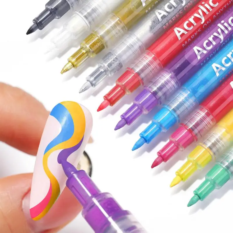 

Graffiti Pen 10 Colors Graffiti Pen Nail Polish Pens Fine Tip For Dotting Outlining DIY Flower Abstract Lines