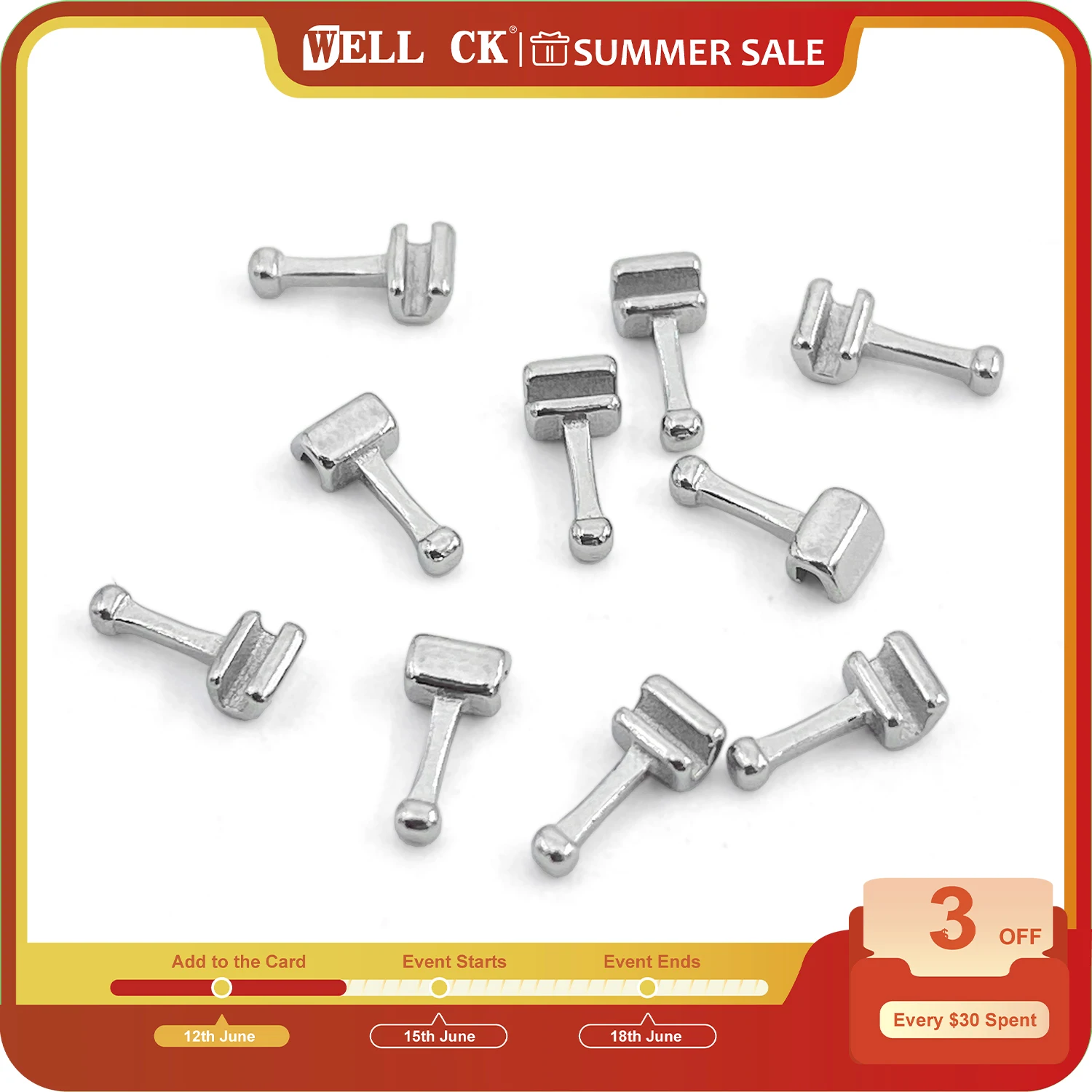 

WELLCK 10pcs/Pack Dental Orthodontic Crimpable Hooks Long/Short/Stop Type Dentistry Stainless Steel Materials