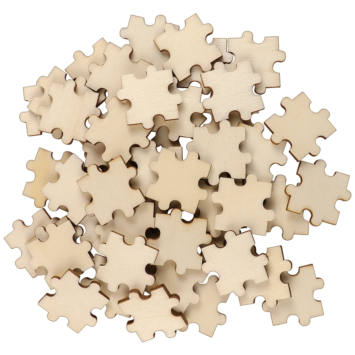 

50PCS Blank Unfinished Wood DIY Jigsaw Puzzle Embellishments Wood Slices for Wedding Craft Making