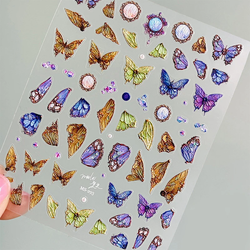

3D Butterfly Nail Stickers Soft Embossed Reliefs Self Adhesive Nail Decals Summer Nail Art Sticker Accessories Designs DIY Art