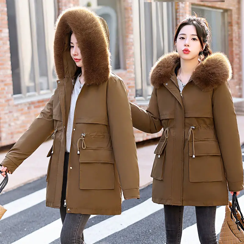 Winter Women's Cold Coat Parkas Super Hot Coats Jacket Cheap Wholesale Women Clothes Snow Outercoat Fur Collar Can Be Split Coat
