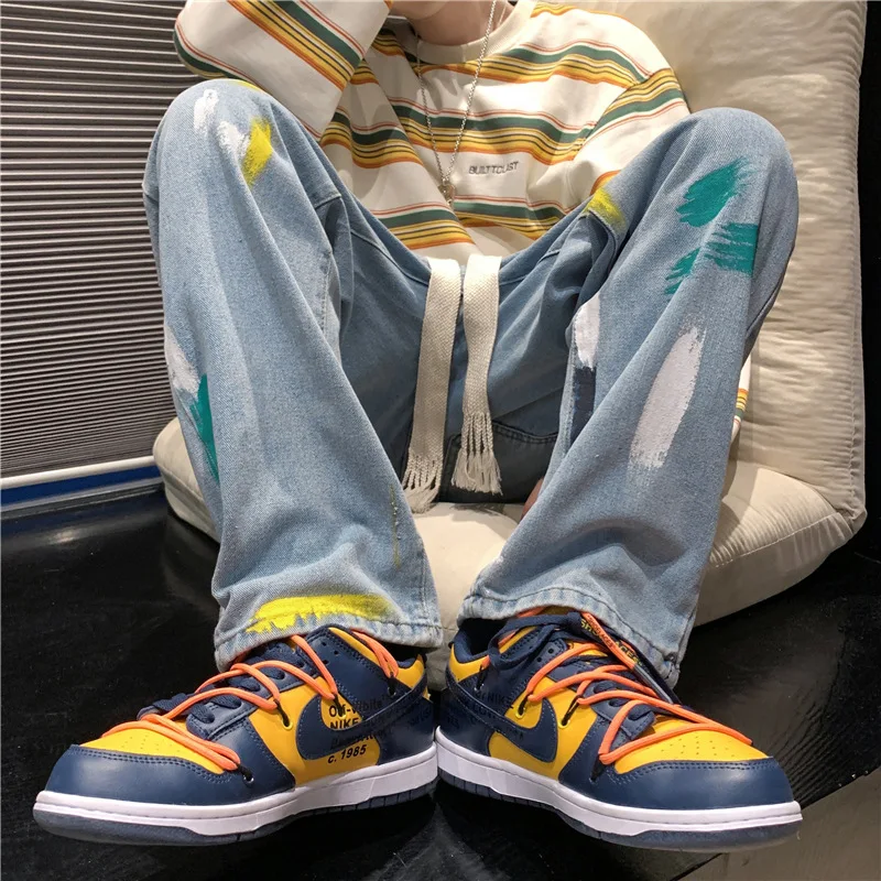 DEEPTOWN Classic Black Jeans Men Streetwear Straight Denim Pants Fashion Loose Casual Trousers Male Hip Hop Youth Korean Spring