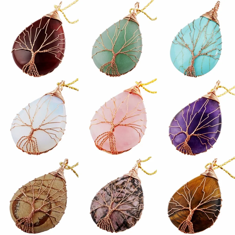 

Подвеска в виде дерева жизни TUMBEELLUWA из натурального хрустального камня, ручная работа, медная проволока, оборачиваемая фотоэлементами для и...