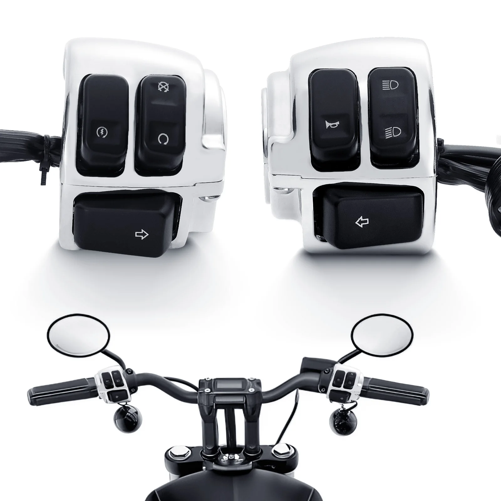 

Мотоциклетный жгут проводов переключателя управления рулем 1 "25 мм для Harley Sportster XL883 1200 Dyna V-ROD Softail 96-2012